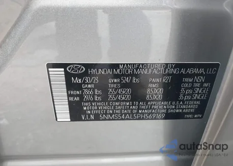 2023 Hyundai Santa Fe Calligraphy from USA, damaged, VIN 5NMS54AL5PH569169